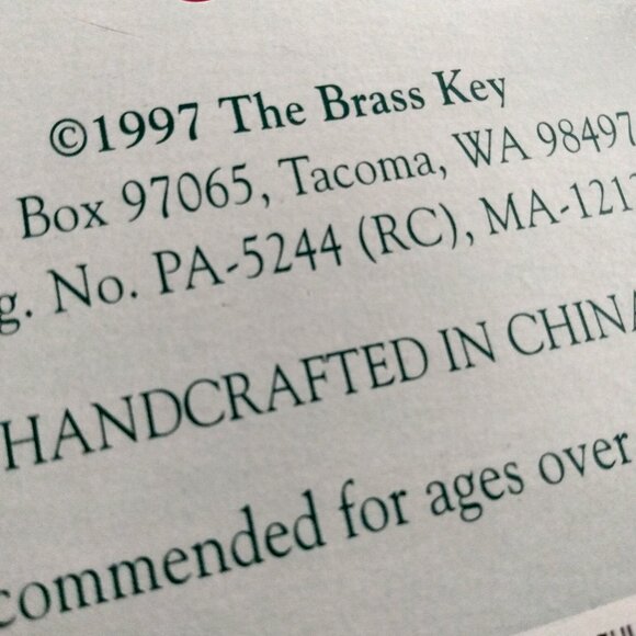 Vintage Brass Key Winter Christmas Holiday Porcelain Doll 16" - Picture 7 of 7